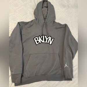 NBA BKLYN Gray Hoodie with Black & White logo